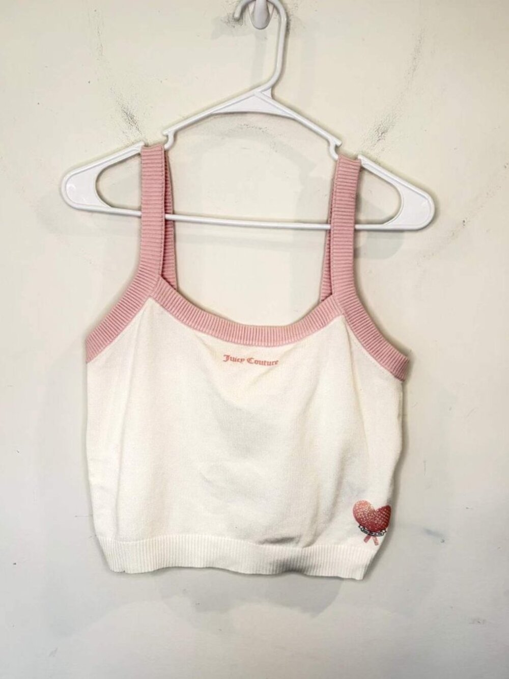 NWT Juicy Couture Sweater Cami Tank Top Sz M Tennis Pink White Coquette